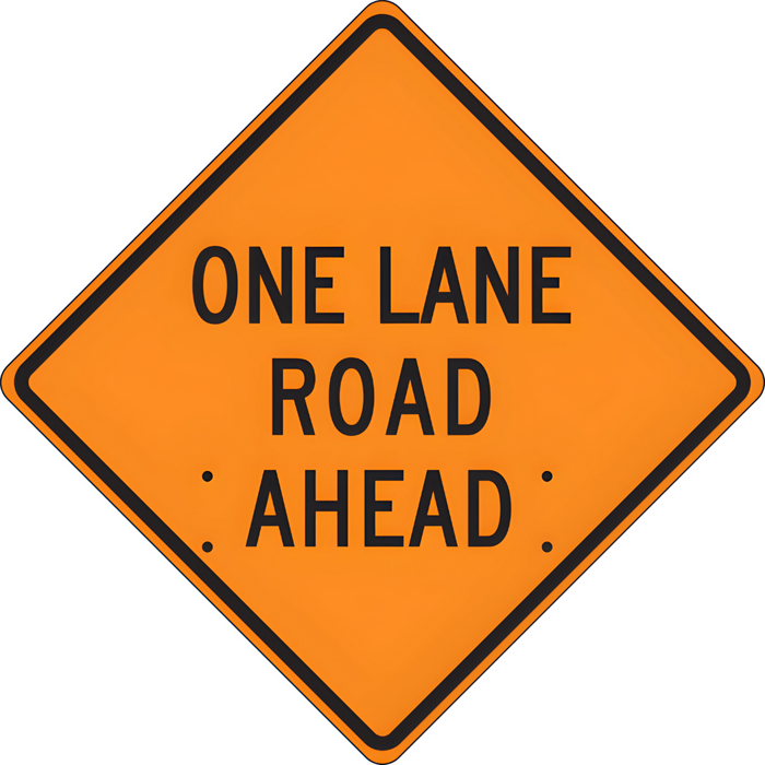 Selectum FRC422DG Roll-Up Construction Sign: One Lane Road Ahead