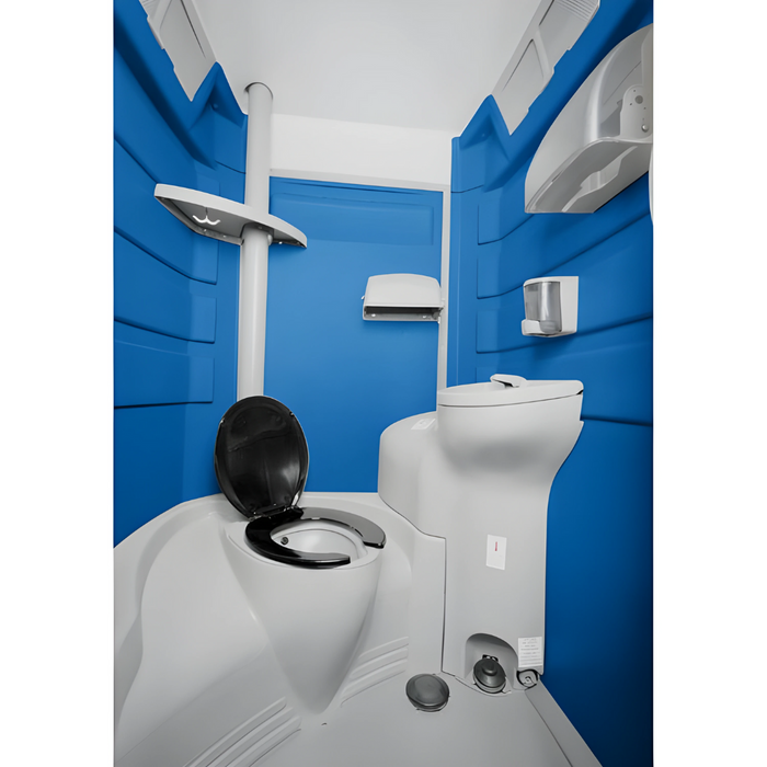 PolyJohn Fleet Premium Portable Restroom with Freshwater / Recirculating Flush Tank Blue
