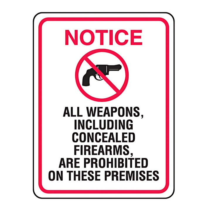 Seton Gun Prohibition Signs - Concealed Firearms