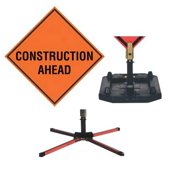 Seton Roll-Up Sign - Construction Ahead