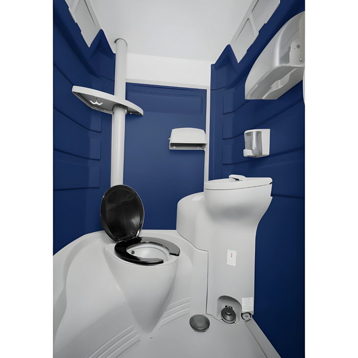 PolyJohn Fleet Premium Portable Restroom with Freshwater / Recirculating Flush Tank Dark Blue