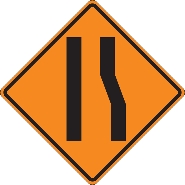 Selectum FRC418DG Roll-Up Construction Sign: Merge Left Lane (Symbol)