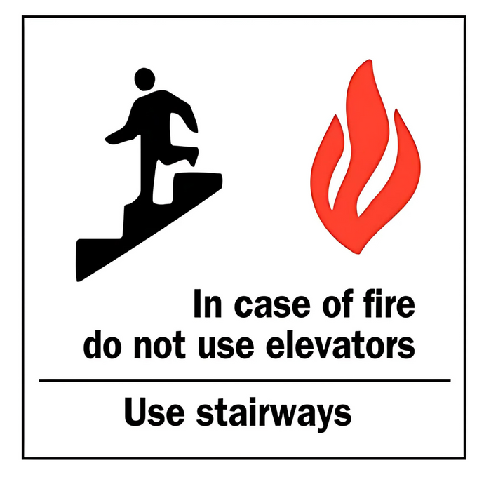 Seton In Case of Fire Use Stairs Sign - Glow Plastic