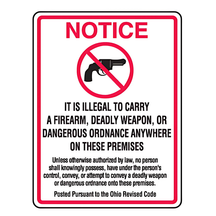 Seton Gun Prohibition Signs - Illegal