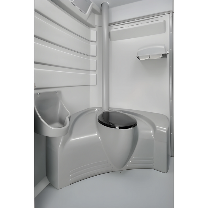 PolyJohn Fleet Premium Portable Restroom with Freshwater / Recirculating Flush Tank Light Gray