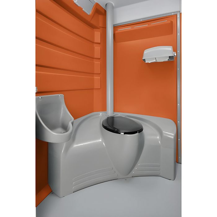 PolyJohn Fleet Premium Portable Restroom with Freshwater / Recirculating Flush Tank Orange