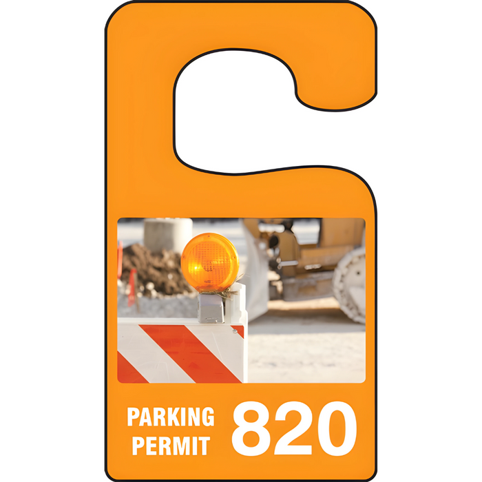 Selectum 5" x 3" Vertical Hanging Tags: Parking Permit - Construction
