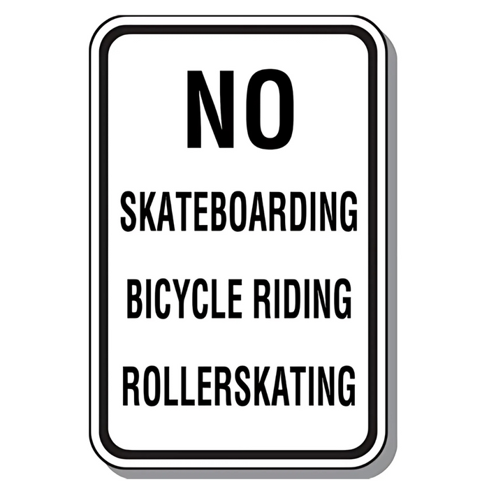 Seton Property Protection Signs - No Skateboarding Bicycle Rollerskating