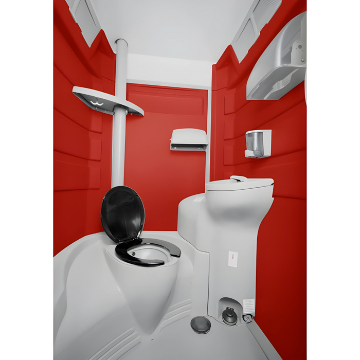PolyJohn Fleet Premium Portable Restroom with Freshwater / Recirculating Flush Tank Red