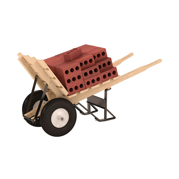 Bon Tool BRICK & TILE BARROW - DOUBLE TIRE WOOD HANDLE