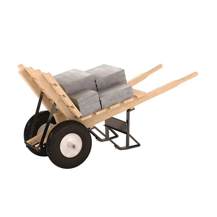 Bon Tool BRICK & TILE BARROW - DOUBLE TIRE WOOD HANDLE