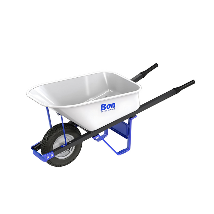 Bon Tool TRADE TOUGH™ STEEL TRAY WHEEL BARROW- SINGLE KNOBBY TIRE STEEL HANDLE