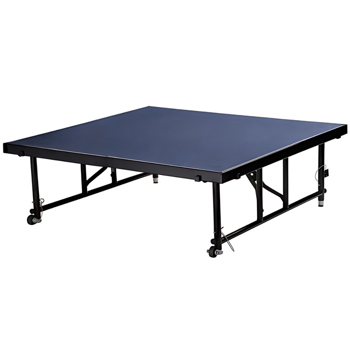 Go Vets National Public Seating Transfix 48" x 48" Adjustable Portable Stage with Blue Carpet - 24" to 32" Height