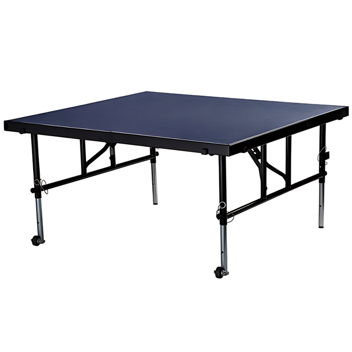 Go Vets National Public Seating Transfix 48" x 48" Adjustable Portable Stage with Blue Carpet - 24" to 32" Height