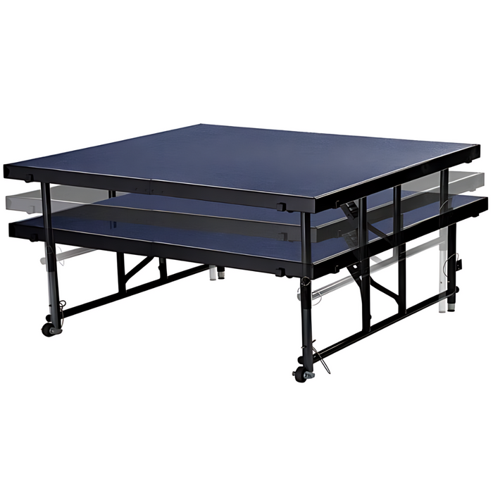 Go Vets National Public Seating Transfix 48" x 48" Adjustable Portable Stage with Blue Carpet - 24" to 32" Height