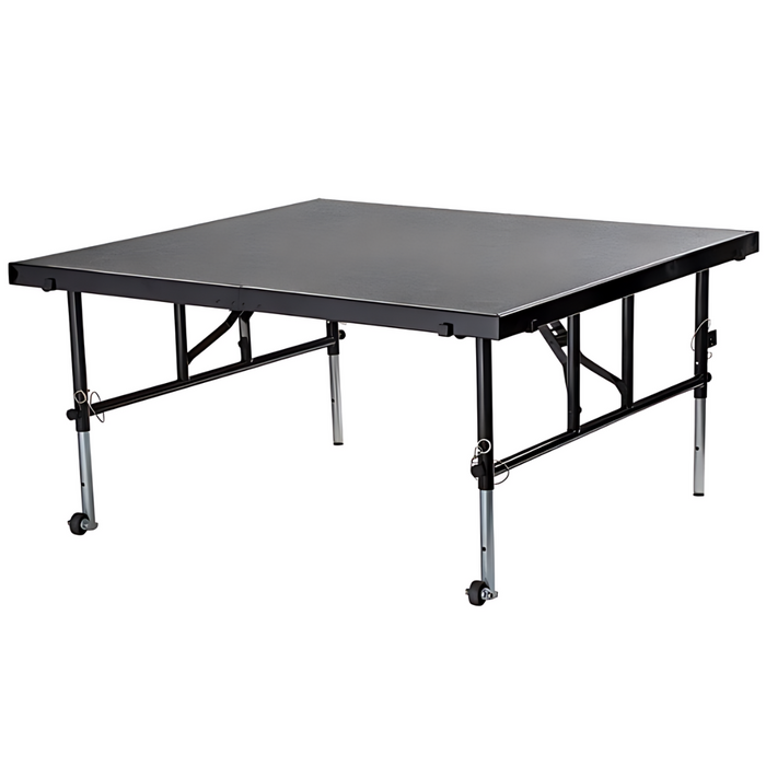 Go Vets National Public Seating Transfix 48" x 48" Adjustable Portable Stage with Gray Carpet - 24" to 32" Height