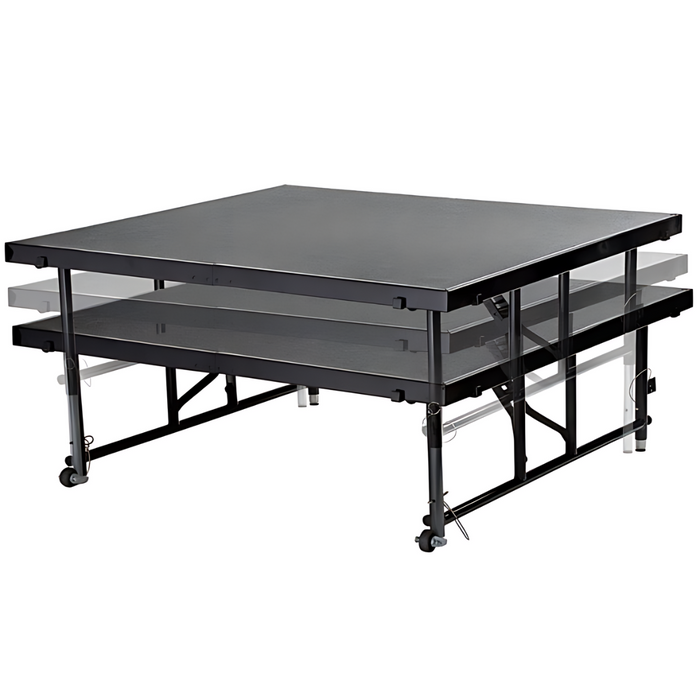 Go Vets National Public Seating Transfix 48" x 48" Adjustable Portable Stage with Gray Carpet - 24" to 32" Height