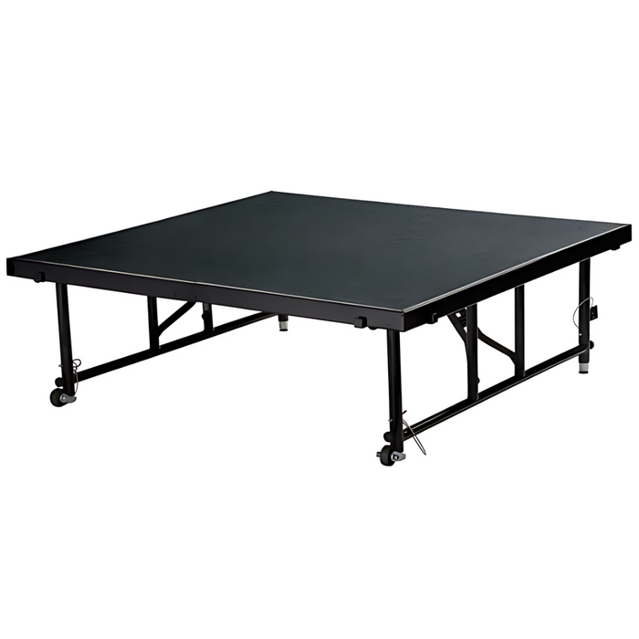 Go Vets National Public Seating Transfix 48" x 48" Adjustable Portable Stage with Black Carpet- 16" to 24" Height