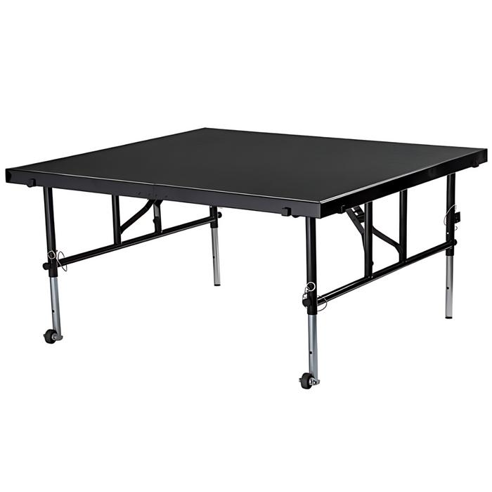 Go Vets National Public Seating Transfix 48" x 48" Adjustable Portable Stage with Black Carpet- 16" to 24" Height