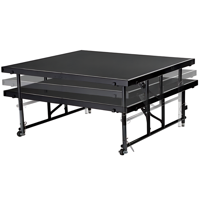 Go Vets National Public Seating Transfix 48" x 48" Adjustable Portable Stage with Black Carpet- 16" to 24" Height