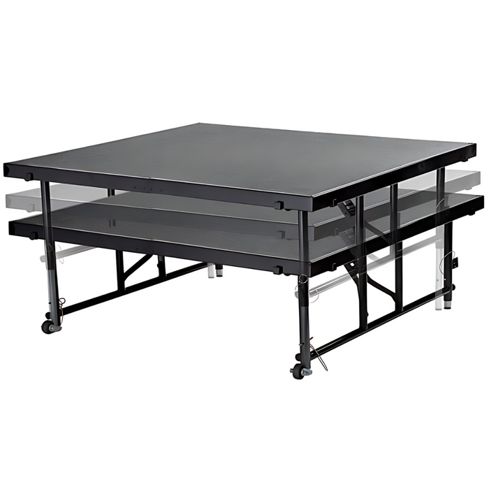 Go Vets National Public Seating Transfix 48" x 48" Adjustable Portable Stage with Gray Carpet- 16" to 24" Height