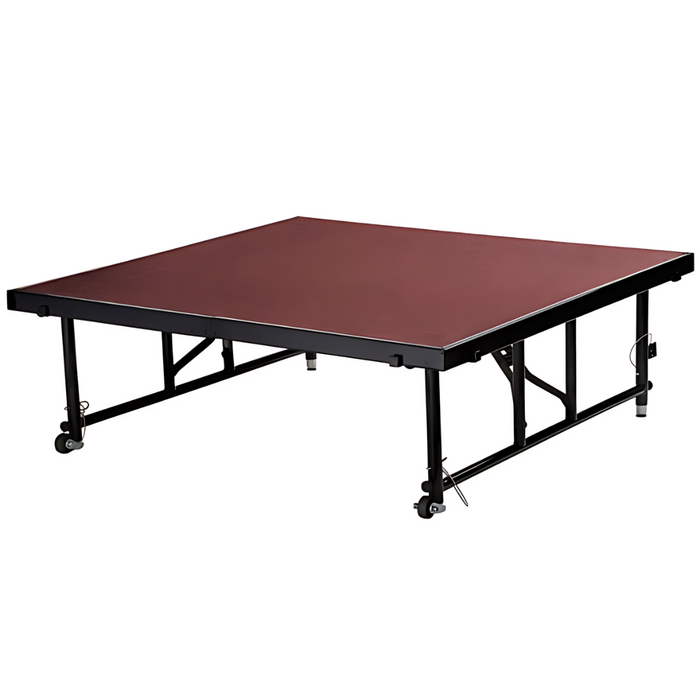 Go Vets National Public Seating Transfix 48" x 48" Adjustable Portable Stage with Red Carpet- 16" to 24" Height