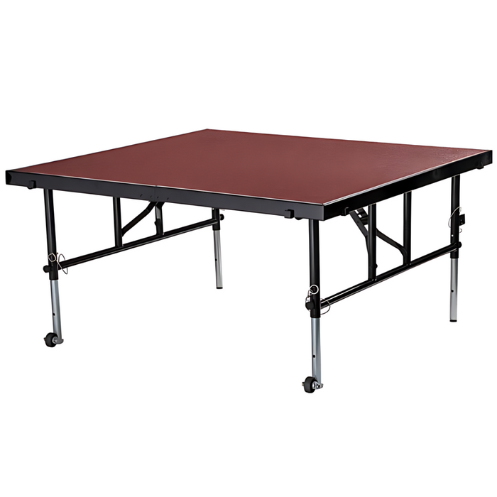 Go Vets National Public Seating Transfix 48" x 48" Adjustable Portable Stage with Red Carpet- 16" to 24" Height