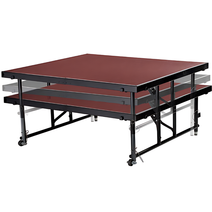 Go Vets National Public Seating Transfix 48" x 48" Adjustable Portable Stage with Red Carpet- 16" to 24" Height