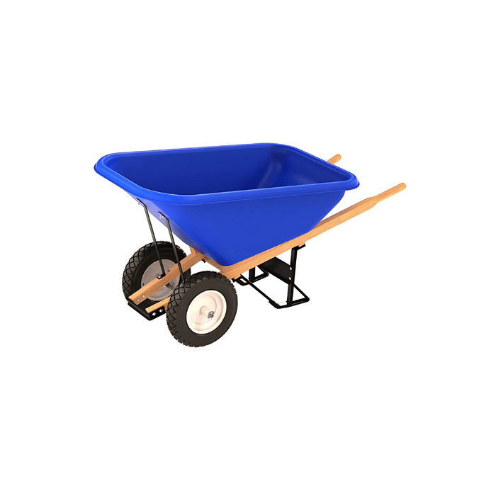 Bon Tool POLY TRAY BARROW - 8 CU FT TRAY - DOUBLE TIRE WOOD HANDLE