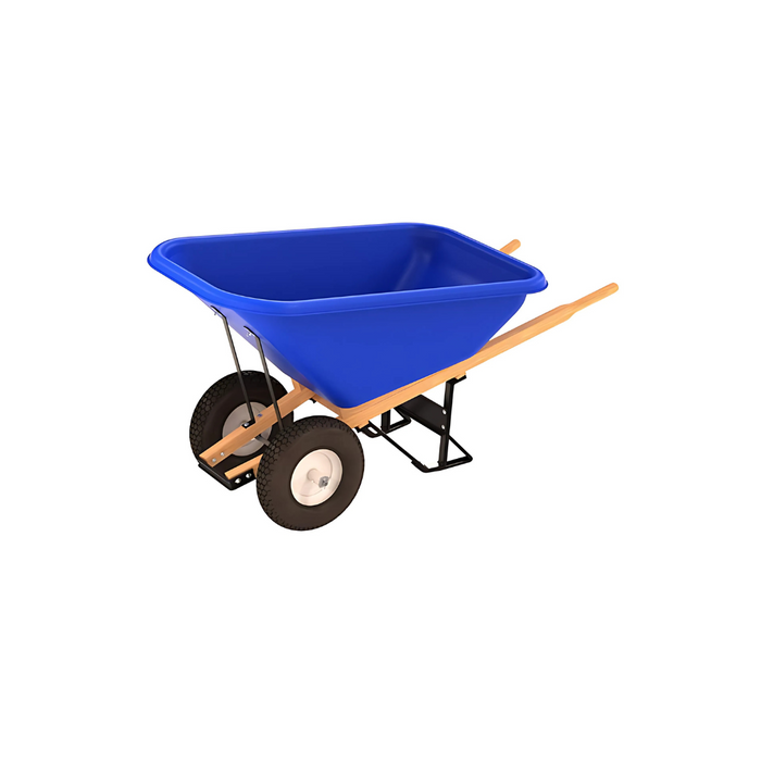 Bon Tool POLY TRAY BARROW - 8 CU FT TRAY - DOUBLE TIRE WOOD HANDLE