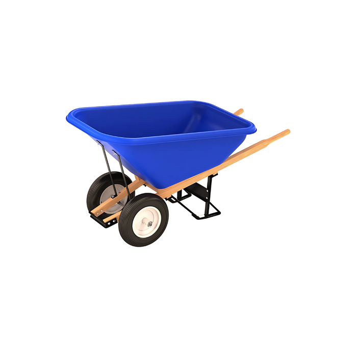 Bon Tool POLY TRAY BARROW - 8 CU FT TRAY - DOUBLE TIRE WOOD HANDLE