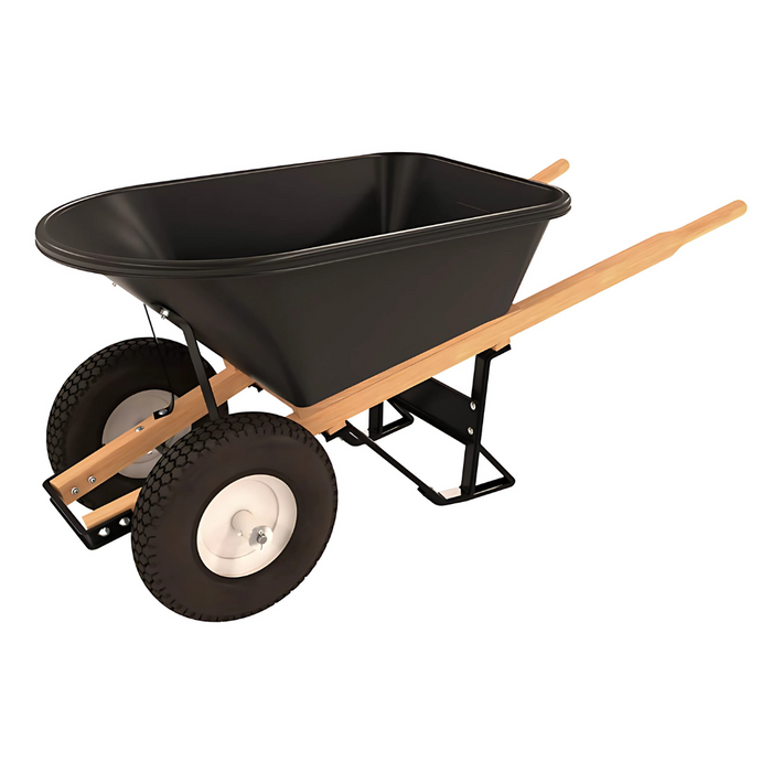 Bon Tool POLY TRAY BARROW - 5 3/4 CU FT - DOUBLE KNOBBY TIRE WOOD HANDLE