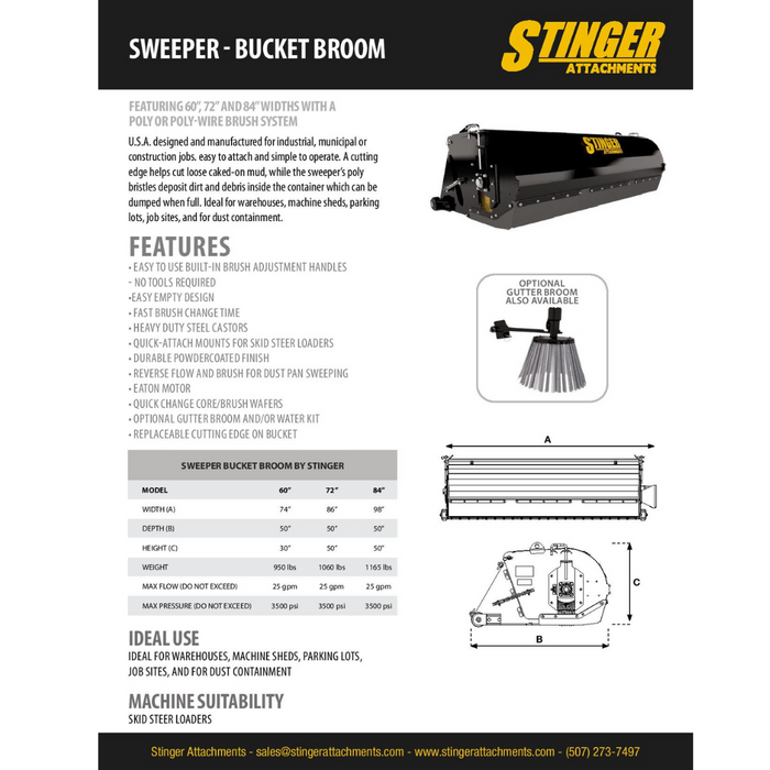 Stinger Attachments Tractor Pickup Broom